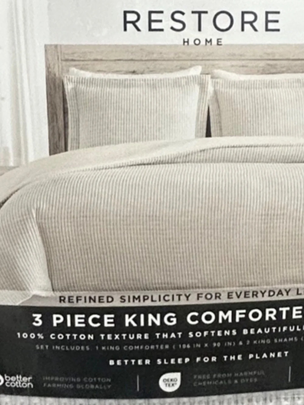 Restore Home 3 Piece Curated King Beige and Gray Comforter Set 108”x96”